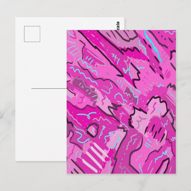 Rosa! Roligt med Abstrakt Art Vykort (Fram/baksida)