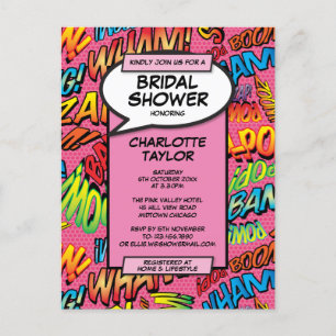 Rosa Roligt Modern Möhippa Tecknad Bok Inbjudan Vykort