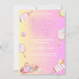 Rosa Roligt Pickleball 30års födelsedag Party-inbj Inbjudningar