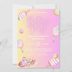 Rosa Roligt Pickleball 30års födelsedag Party-inbj Inbjudningar