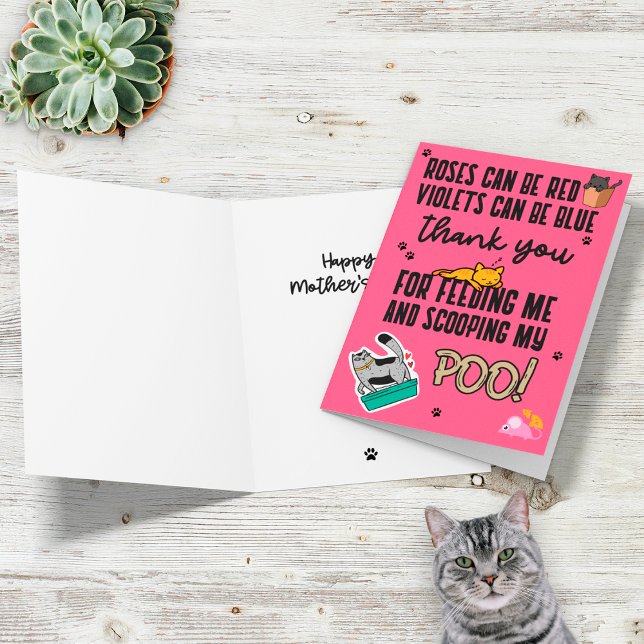 Rosa Roligt Sött Glad Mors Dag Från Katt Kort (Skapare uppladdad)