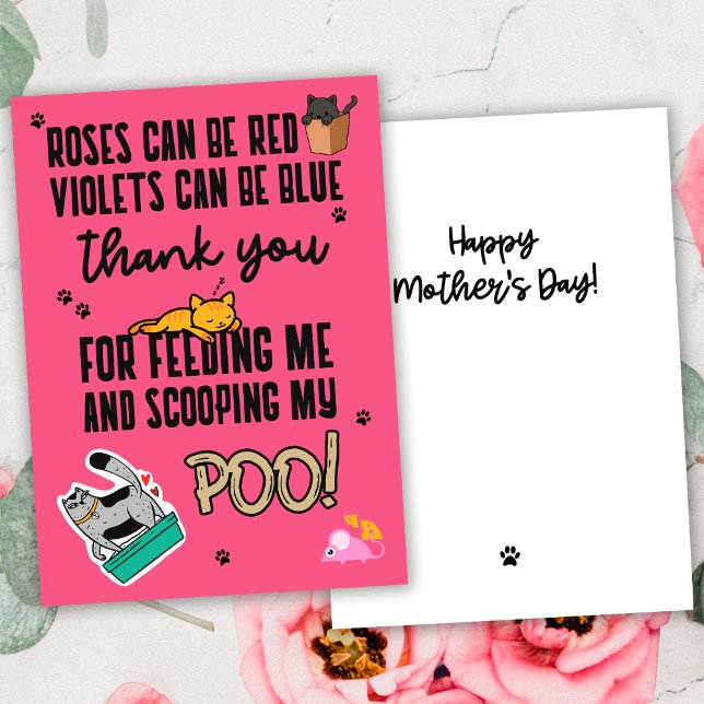 Rosa Roligt Sött Glad Mors Dag Från Katt Kort (Skapare uppladdad)