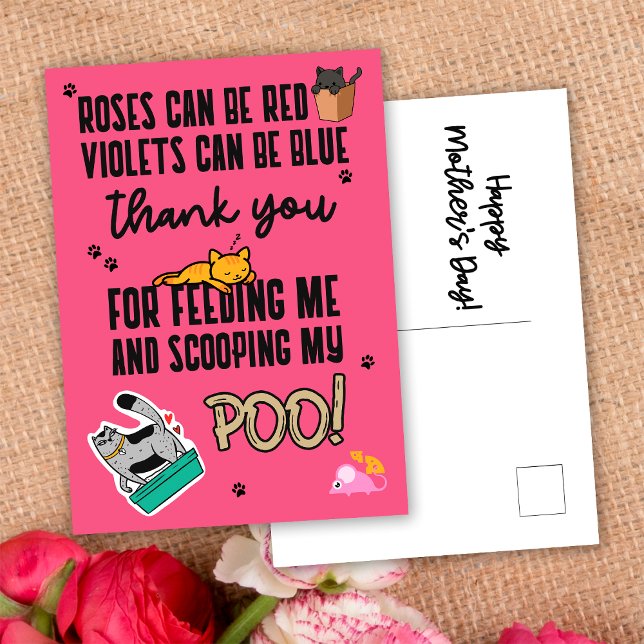Rosa Roligt Sött Glad Mors Dag Från Katt Vykort (Skapare uppladdad)