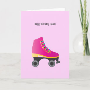 Rosa Roller Skate Birthday Kort