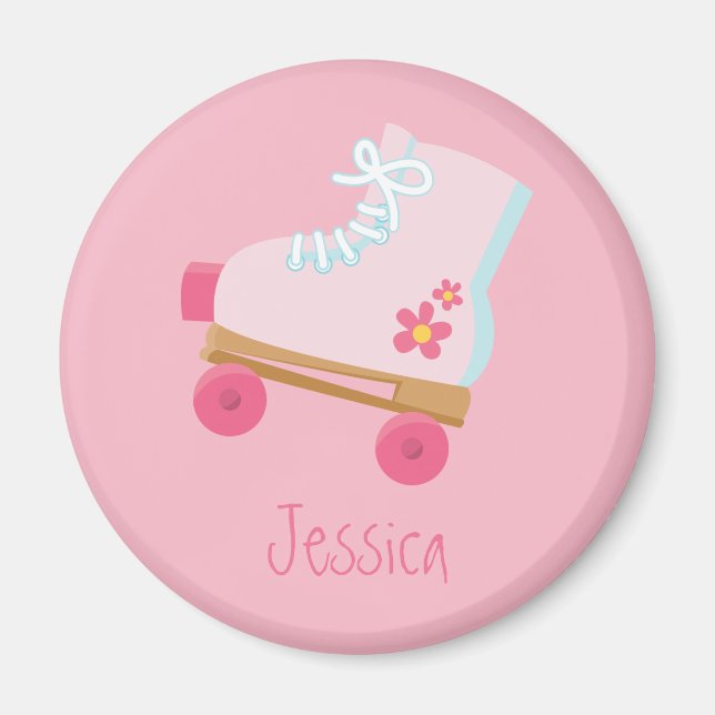 Rosa Rollerskates Magnet (Framsidan)