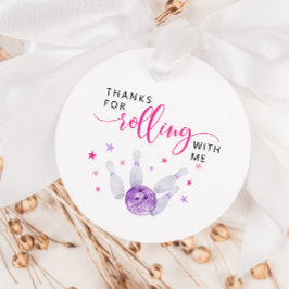 Rosa Rolling Bowling Födelsedagsfest Gåvor Etiketter