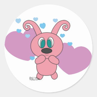 Rosa Rolly Hearts Valetines Day Stickers Runt Klistermärke