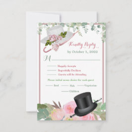 Rosa Romantic Blommigt Bröllop OSA Kort
