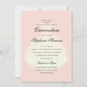  Rosa Romantic Dress Quinceañera Inbjudningar