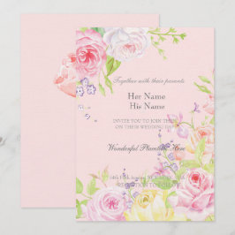 Rosa Romantic Watercolor Ro Bröllop Inbjudningar