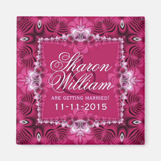 Rosa Romantik Announce Bröllop Magnet (Framsidan)