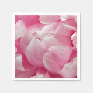 Rosa romantik blommor med daggdroppar pappersservett