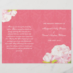 Rosa Romantik Bröllop Bi Fold Program