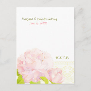 Rosa Romantik Peony Bröllop Menu Choice OSA Inbjudan Vykort