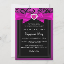 Rosa romantisk hjärtförlovningsfestinbjudan inbjudningar