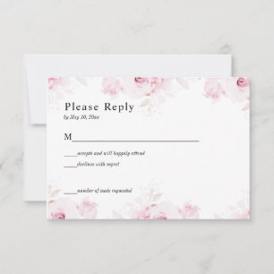 Rosa Romantiska Rosor Eleganta Vita RSVP-kort OSA Kort