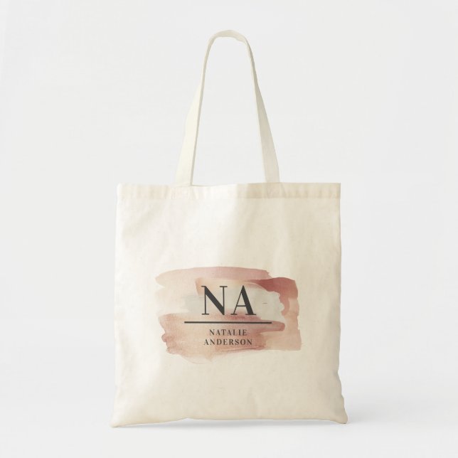 Rosa Romerska ro monogram modern snyggt Tygkasse (Framsidan)