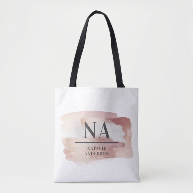 Rosa Romerska ro monogram modern snyggt Tygkasse (Framsida)