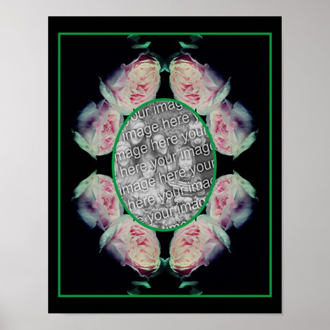 Rosa ros Abstrakt Ram Lägg till ditt foto Poster (Framsidan)
