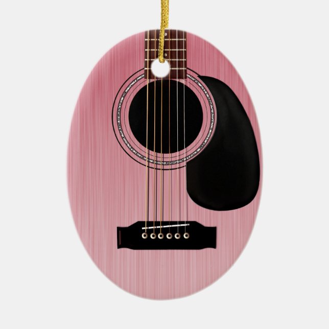 Rosa ros Acoustic Guitar Julgransprydnad Keramik (Framsidan)