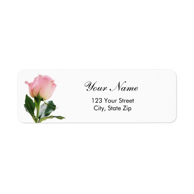 Rosa ros-adressetikett returadress etikett (Framsidan)