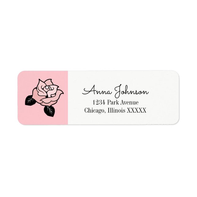 Rosa ros-adressetikett returadress etikett (Framsidan)