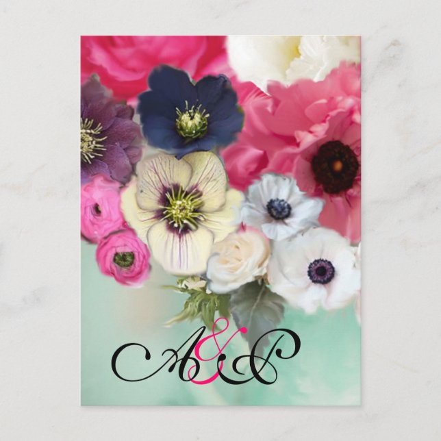 ROSA ROS,ANEMONFLÖDESMONOGRAM Spara datum Meddelande Vykort (Framsida)