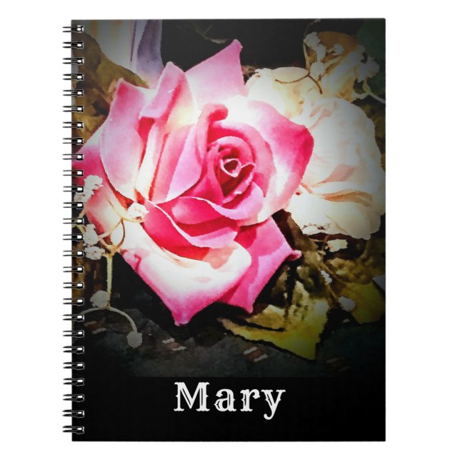 Rosa ros Anpassade bärbar dator Anteckningsbok (Framsidan)