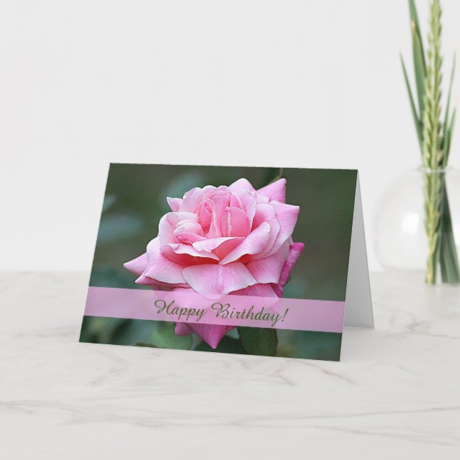 Rosa ros Anpassningsbar-födelsedagskort Kort (Framsida)