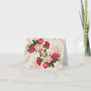 Rosa ros-anteckningskort kort