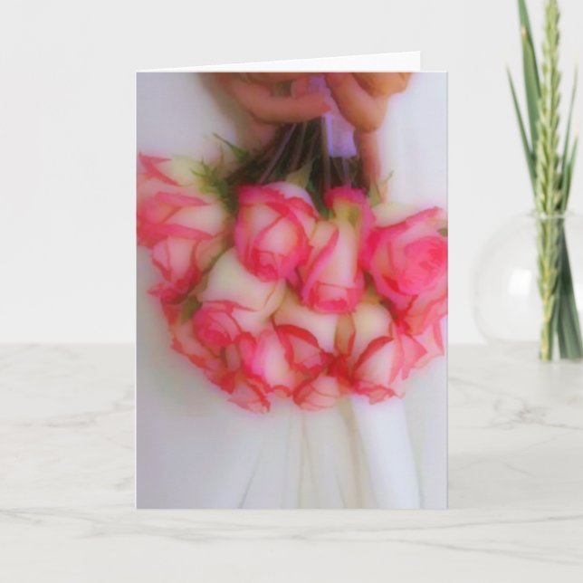 Rosa ros-anteckningskort kort (Framsida)