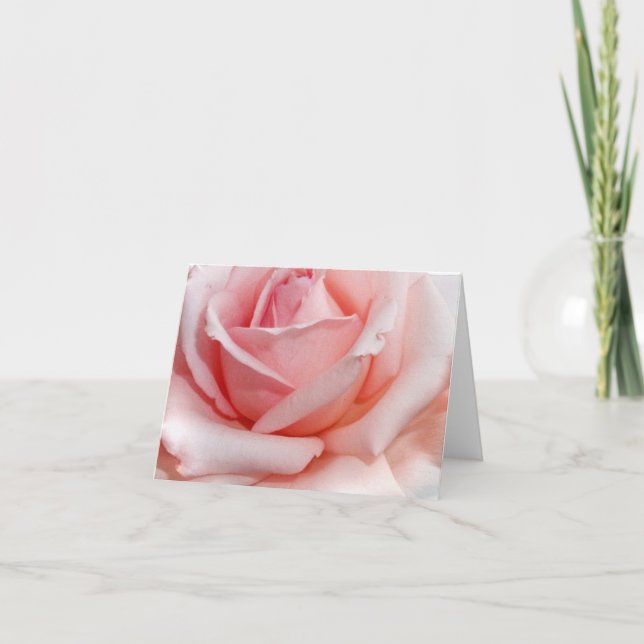 Rosa ros-anteckningskort tack kort (Framsida)