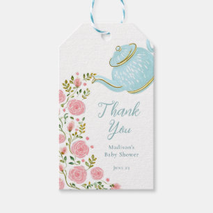 Rosa ros Aqua Tea Pot Gift Märkre Presentetikett