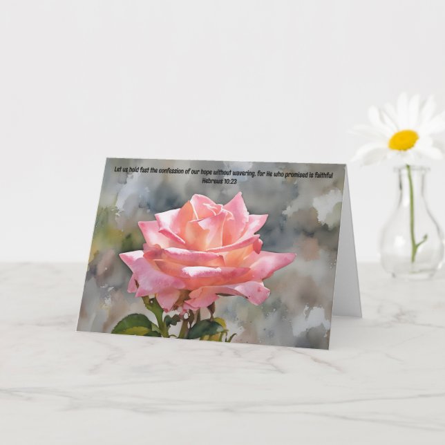 Rosa ros Art Bible Verse Thinking You Faith Kort (Liten växt)