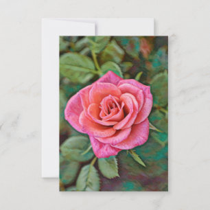 Rosa ros Art Blomsterkort med platta födelsedag Kort