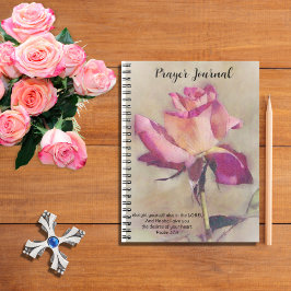Rosa ros Art Faith Bible Verse Prayer Journal Anteckningsbok