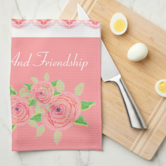 Rosa ros art kökshandduk
