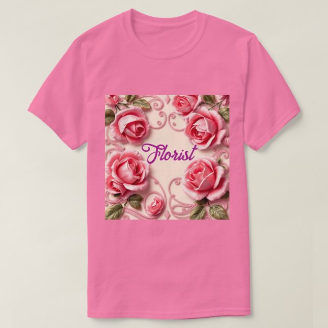 Rosa ros Art nouveau Florist T-Shirt (Design framsida)
