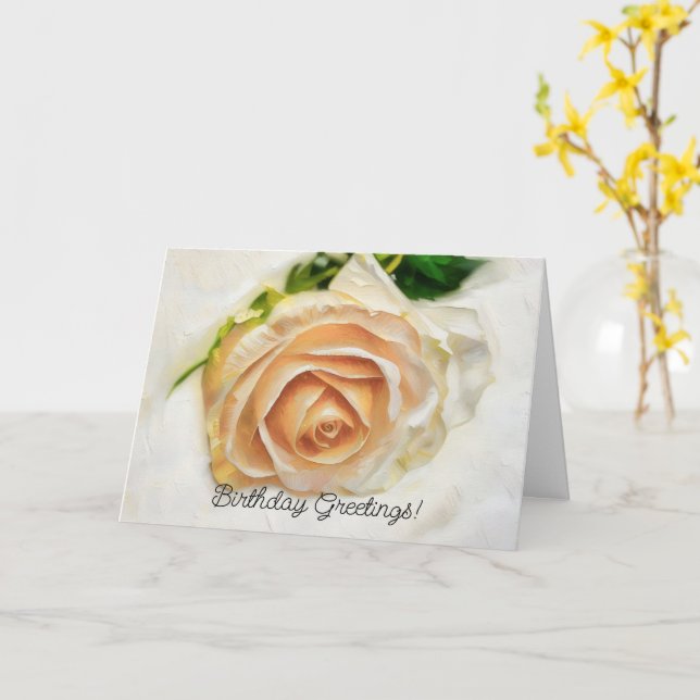  Rosa ros Artsy Flower Birthday Card Kort (Gul blomma)