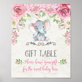 Rosa ros Baby Elephant Gift Bord teckendekoration Poster