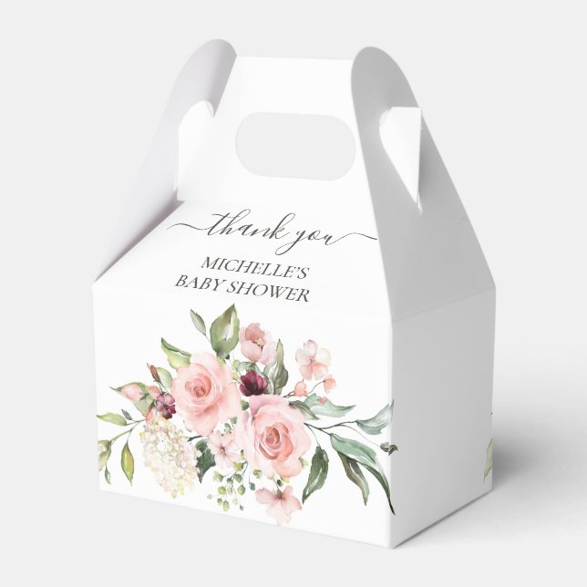 Rosa ros Baby Shower Tack Presentaskar (Baksidan Sidan)