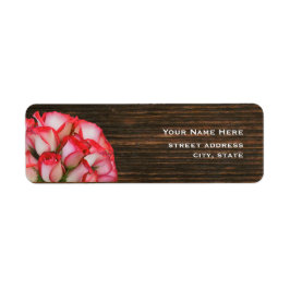 Rosa ros & Barnwood Adressetikett Returadress Etikett