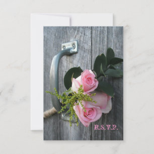 Rosa ros & Barnwood Bröllop OSA Kort