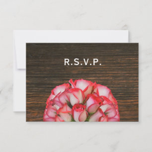 Rosa ros & Barnwood Rustic Bröllop OSA Kort