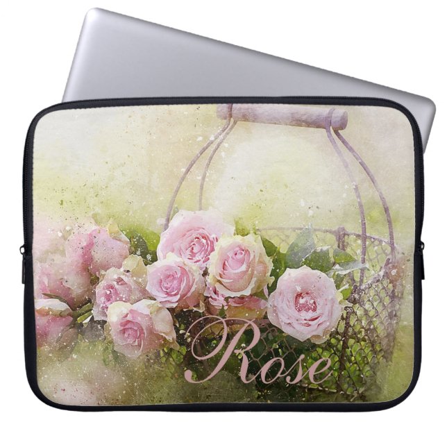 Rosa ros Basket Laptop Fodral (Framsidan)