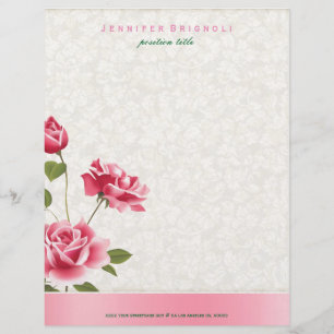 Rosa ros Beige Damasks Brevhuvud