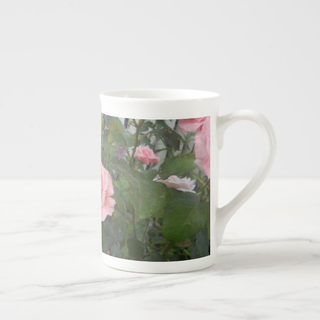 Rosa ros benporslin mugg (Höger)