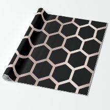 Rosa ros Black Geometry Honeycomb Hexagon
