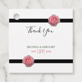Rosa ros Black Ribbon Bröllop Gift Gåvor Etiketter