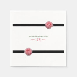 Rosa ros Black Ribbon Bröllop Pappersservett